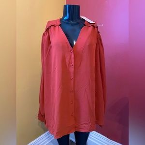 NWT Nanette Lepore Burnt Orange Button Up Blouse